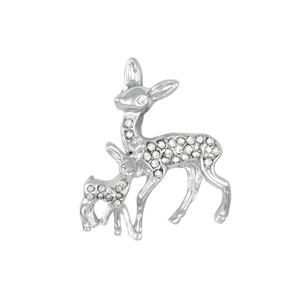Affection Diamante Silver Tone Deer Brooch