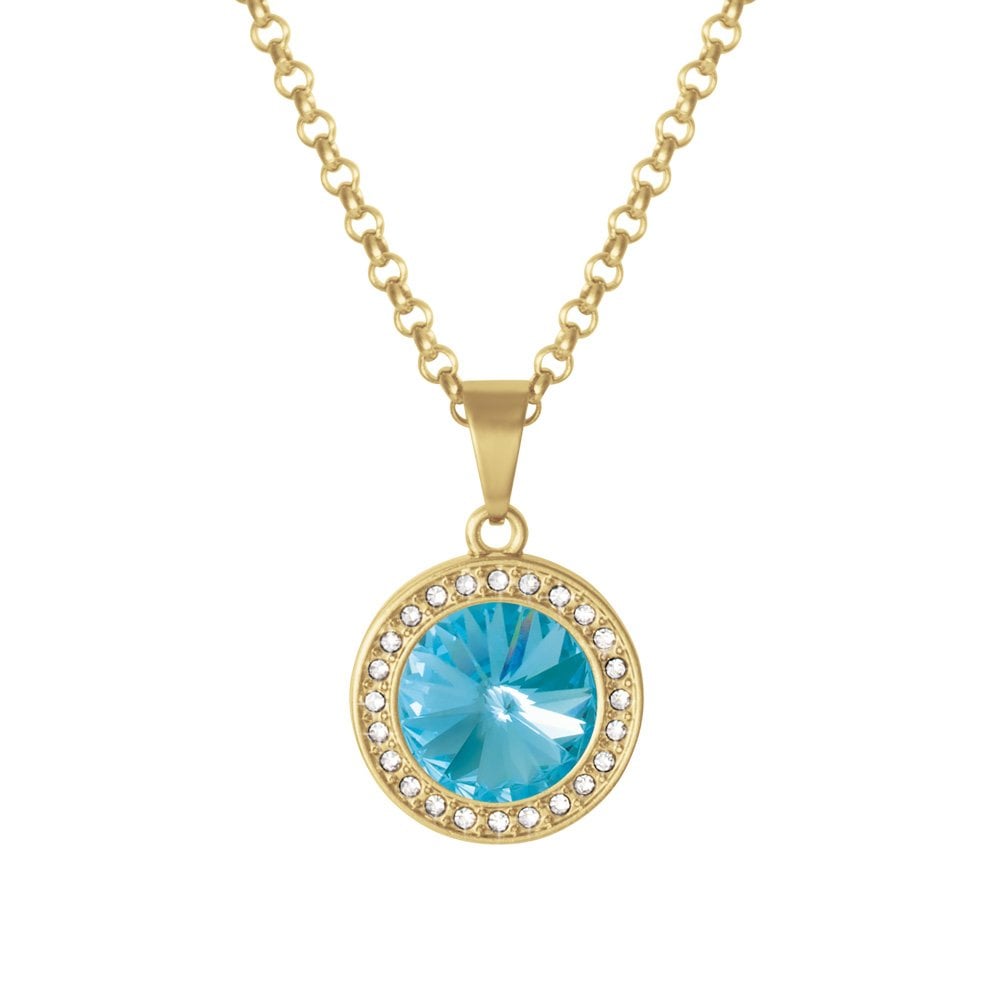 Viva Turquoise Austrian Crystal Gold Tone Pendant