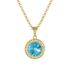 Viva Turquoise Austrian Crystal Gold Tone Pendant