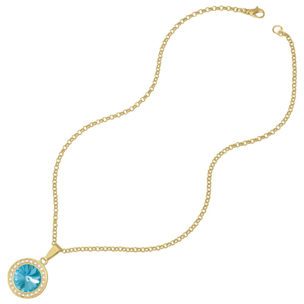 Viva Turquoise Austrian Crystal Gold Tone Pendant