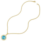 Viva Turquoise Austrian Crystal Gold Tone Pendant