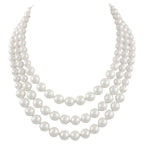 Windsor Three Strand Graduated White Shell Pearl Necklace