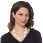 Windsor Three Strand Graduated White Shell Pearl Necklace
