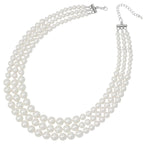 Windsor Three Strand Graduated White Shell Pearl Necklace