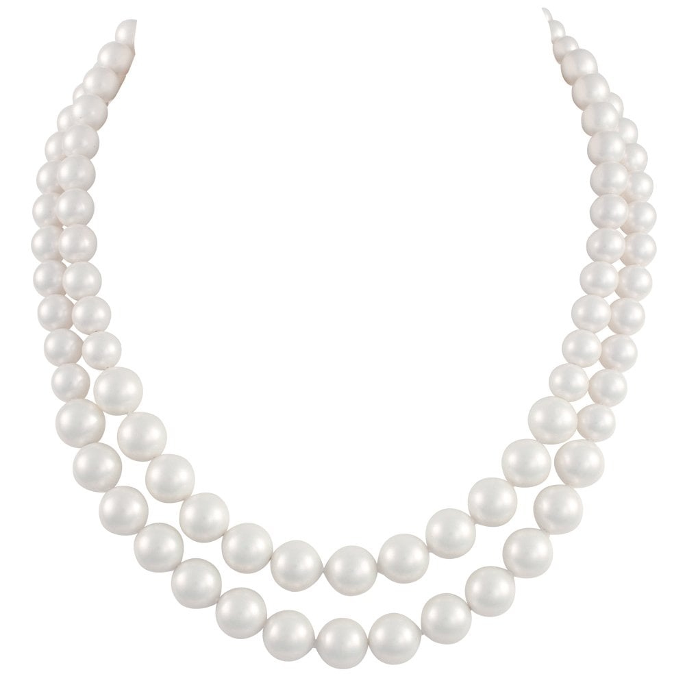 Windsor Two Strand Graduated White Shell Pearl Necklace