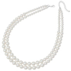 Windsor Two Strand Graduated White Shell Pearl Necklace