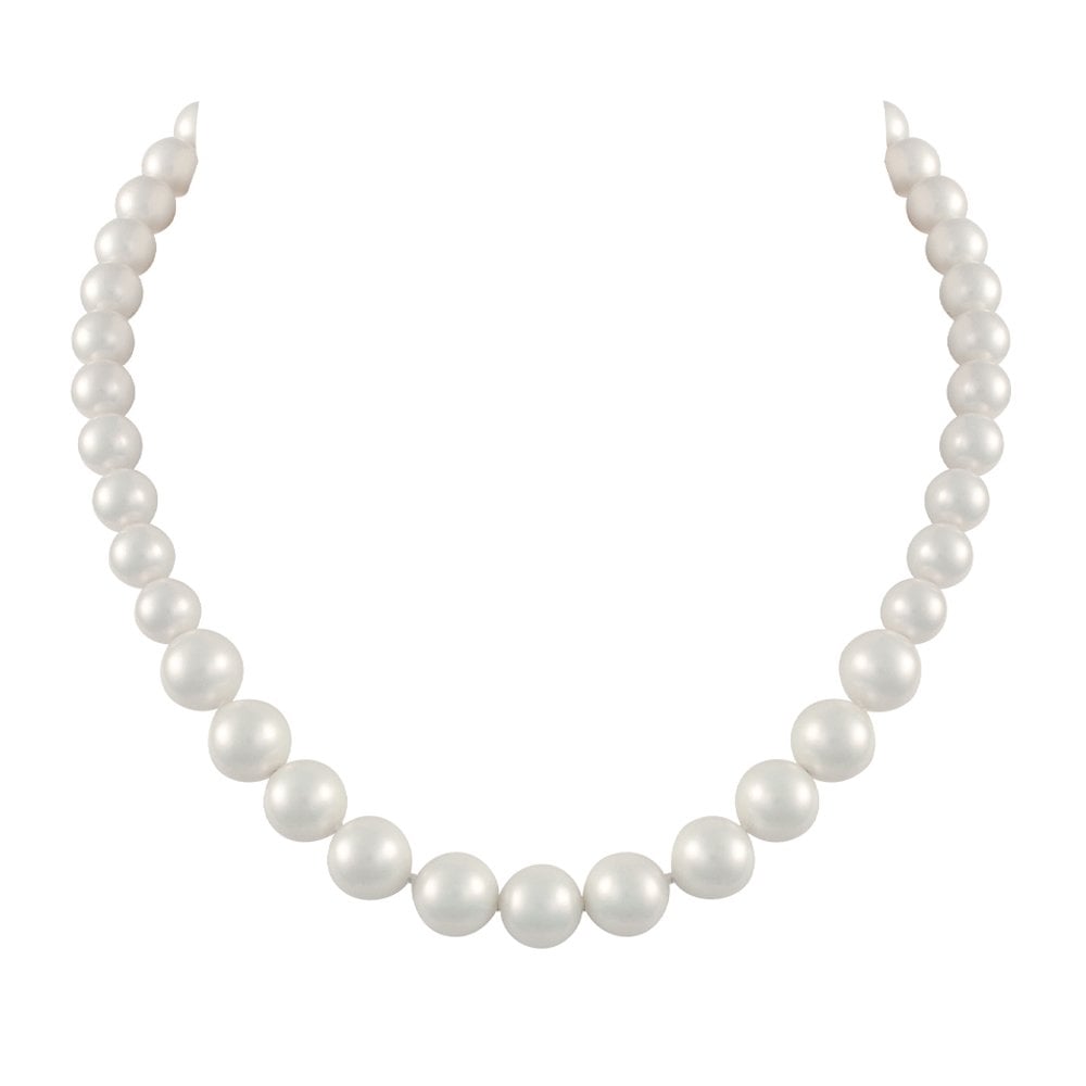 Windsor Single Strand Graduated White Shell Pearl Necklace