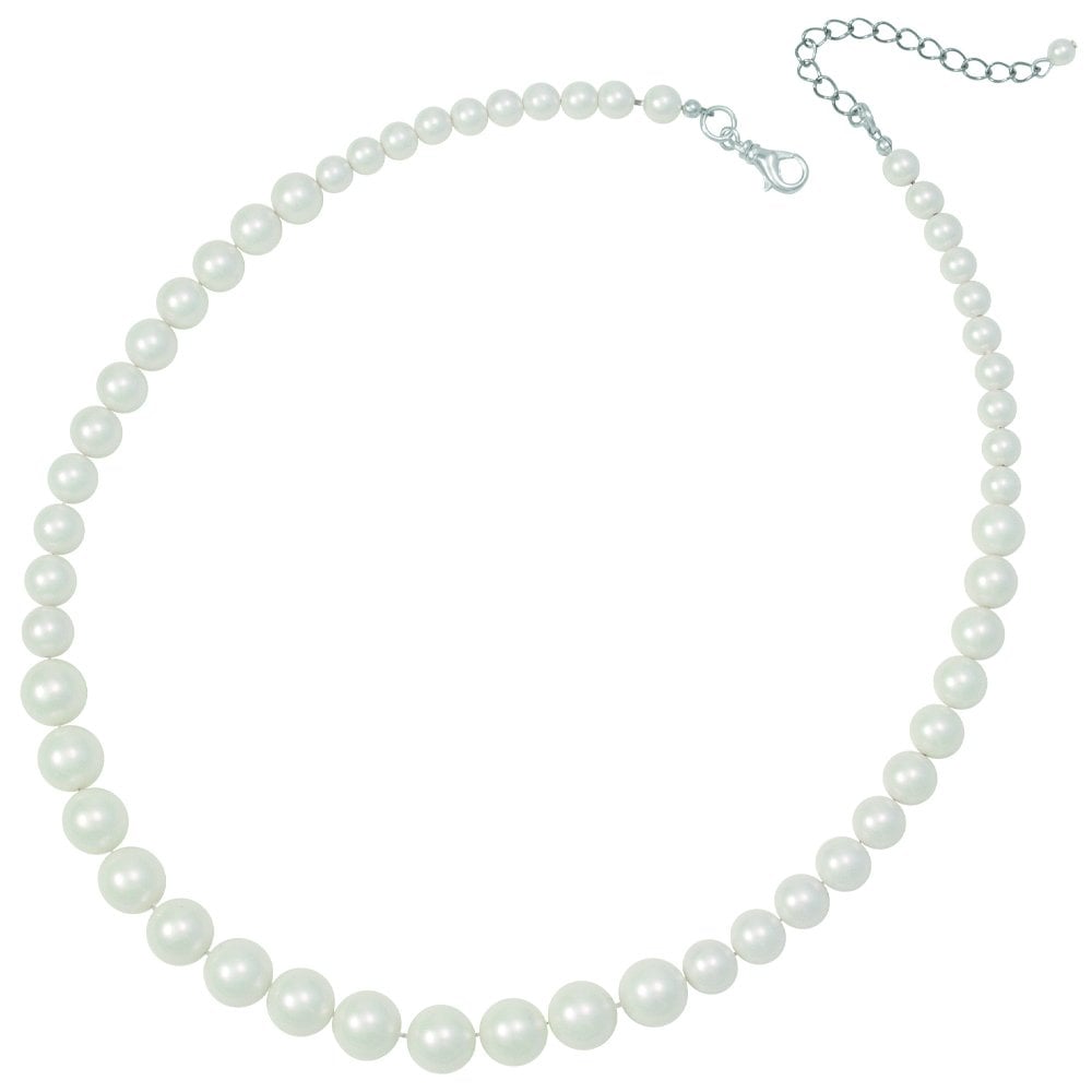 Windsor Single Strand Graduated White Shell Pearl Necklace