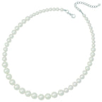Windsor Single Strand Graduated White Shell Pearl Necklace