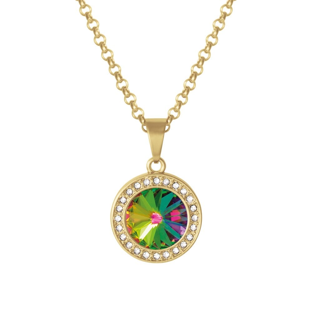 Viva Green Vitrail Austrian Crystal Gold Tone Pendant