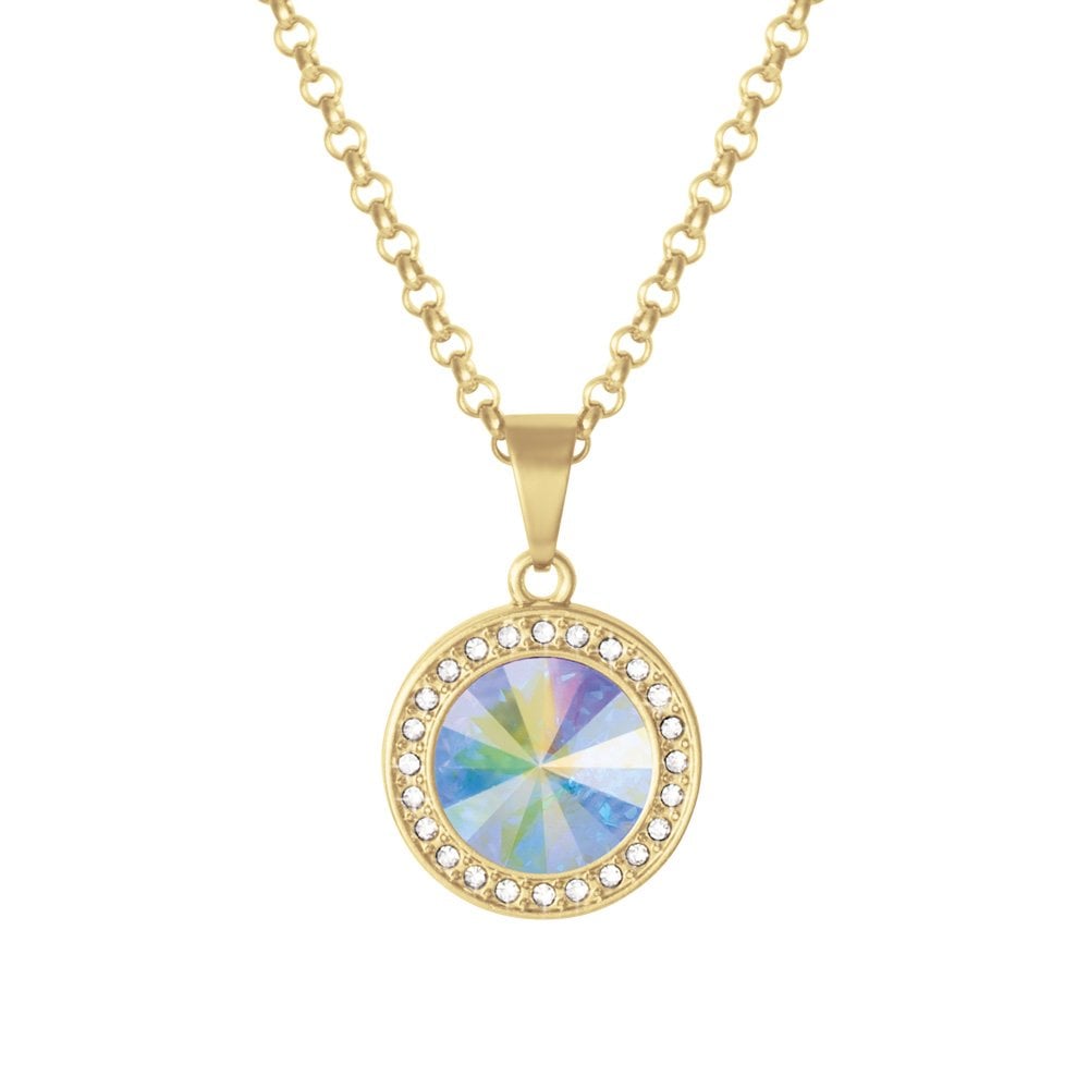 Viva Aurora Borealis Austrian Crystal Gold Tone Pendant