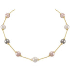 Knightsbridge Multi Coloured Shell Pearl Gold Tone Necklace