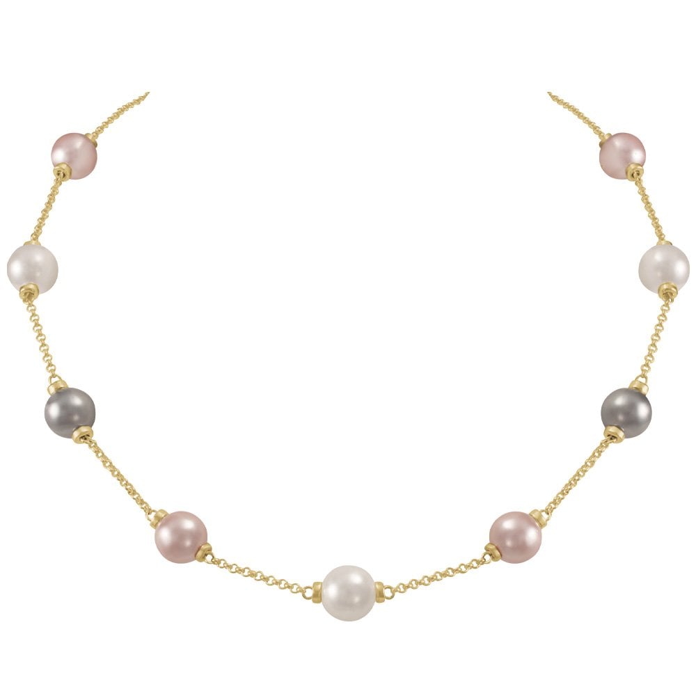 Knightsbridge Multi Coloured Shell Pearl Gold Tone Necklace