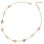 Knightsbridge Multi Coloured Shell Pearl Gold Tone Necklace