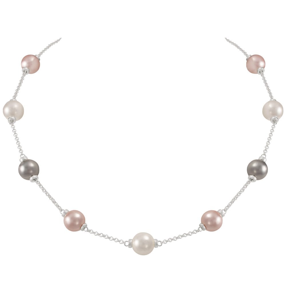 Knightsbridge Multi Coloured Shell Pearl Silver Tone Necklace