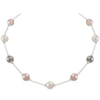 Knightsbridge Multi Coloured Shell Pearl Silver Tone Necklace