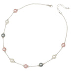 Knightsbridge Multi Coloured Shell Pearl Silver Tone Necklace