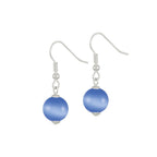 Melody Blue Cats Eye Silver Tone Drop Pierced Earrings