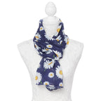 Delightful Daisy White and Navy Multi Coloured Pure Silk Scarf