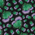 Scottish Thistle Purple and Black Multi Coloured Pure Silk Scarf