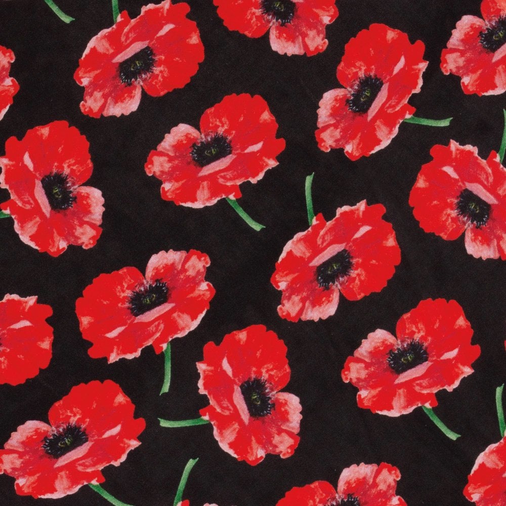 Forever Poppy Red and Black Multi Coloured Pure Silk Scarf