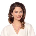 Captivation Rose Pink Crystal Floral Silver Tone Drop Pierced Earrings