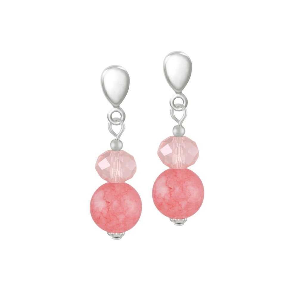 Captivation Coral Pink Silver Tone Drop Clip On Earrings
