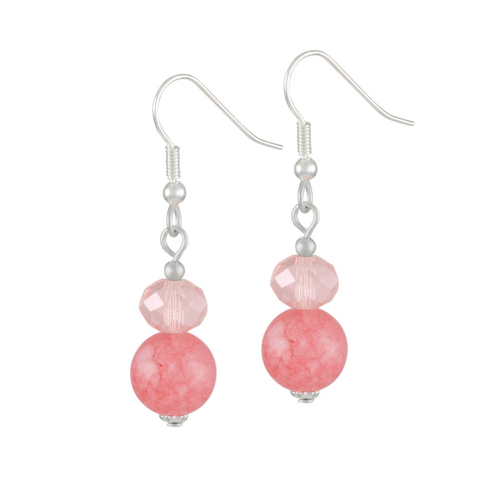 Captivation Coral Pink Silver Tone Drop Pierced Earrings