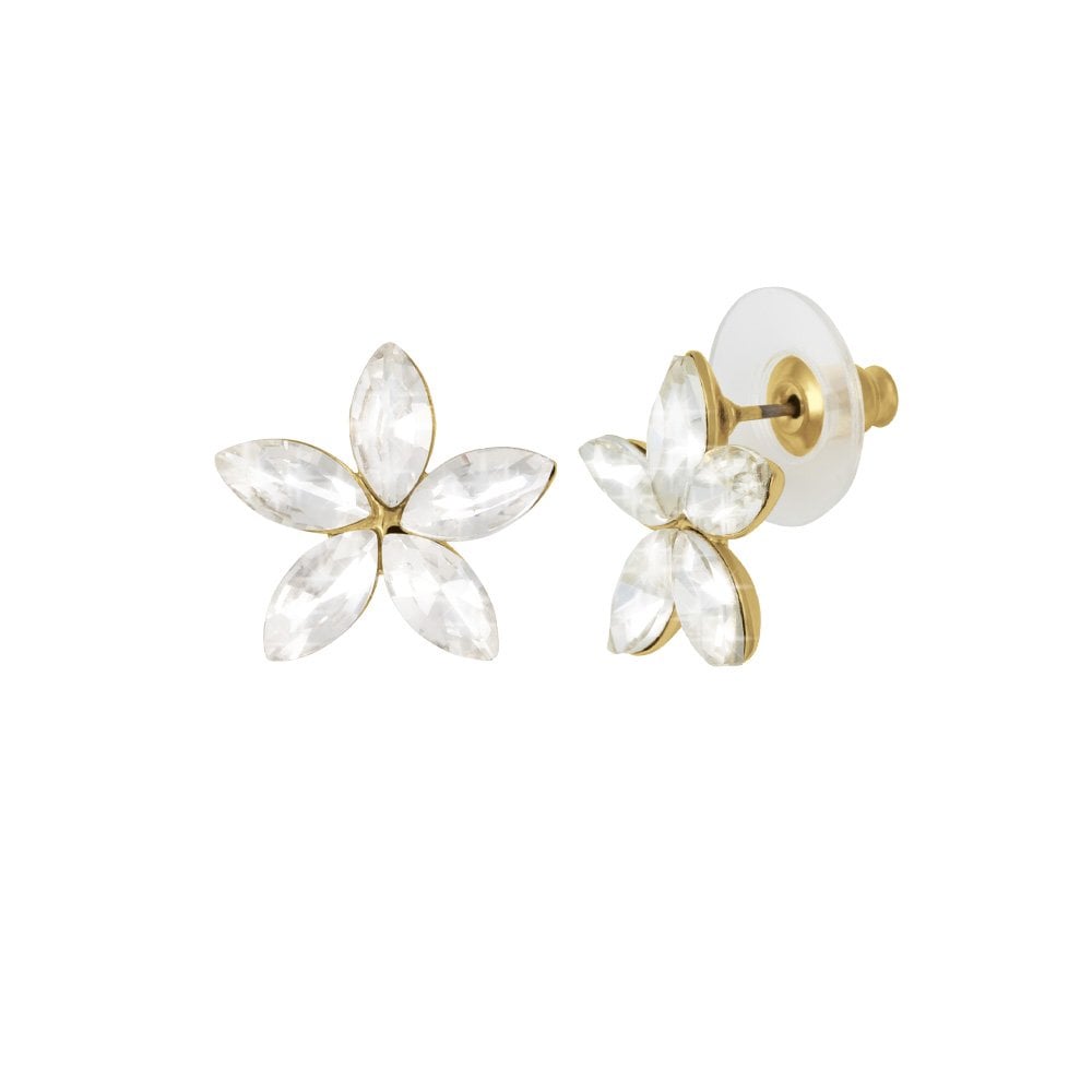 Grandiflora Crystal Floral Gold Tone Stud Pierced Earrings