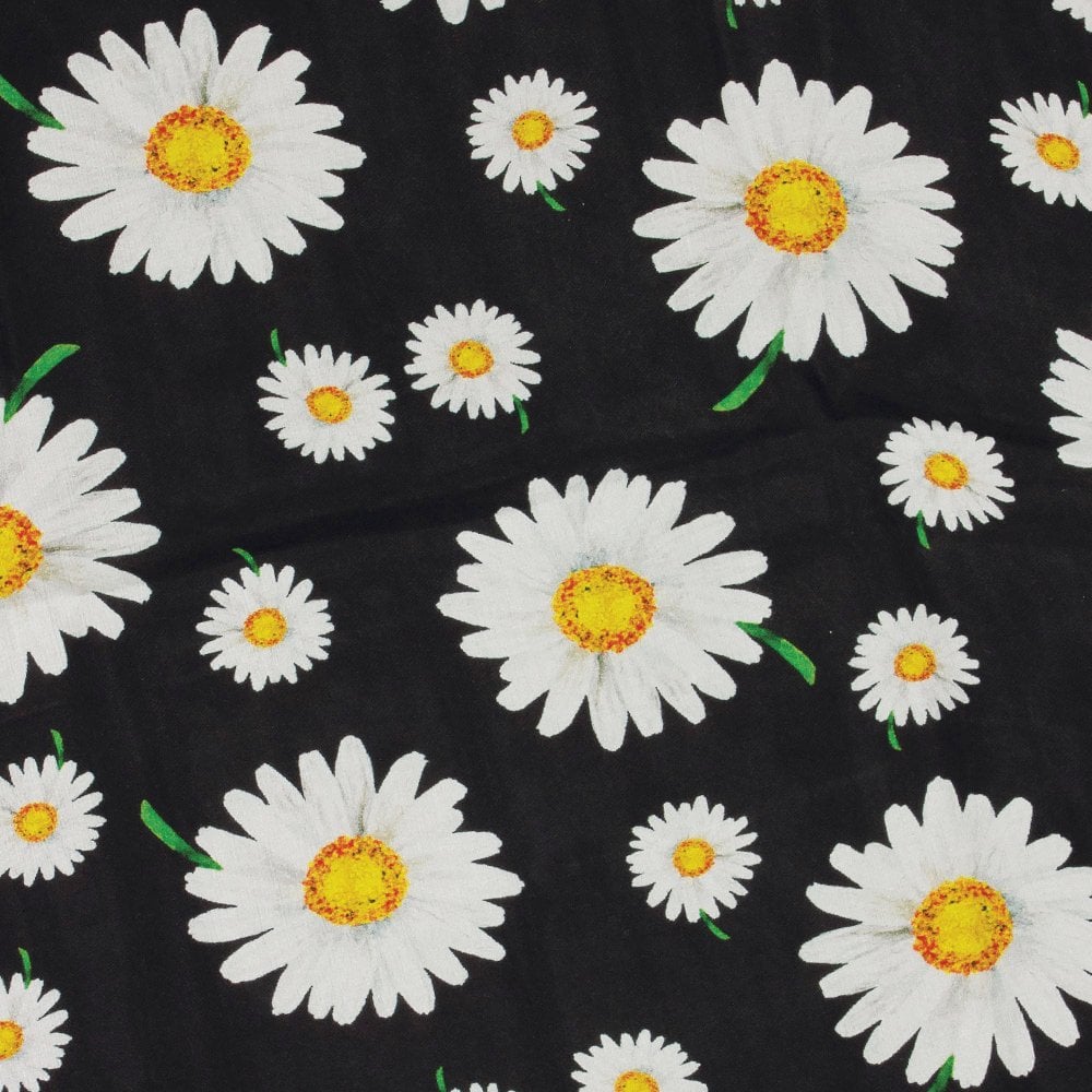 Delightful Daisy White and Black Multi Coloured Pure Silk Scarf