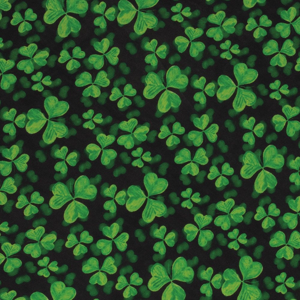 Irish Shamrock Green and Black Multi Coloured Pure Silk Scarf