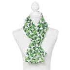 Irish Shamrock Green and White Multi Coloured Pure Silk Scarf