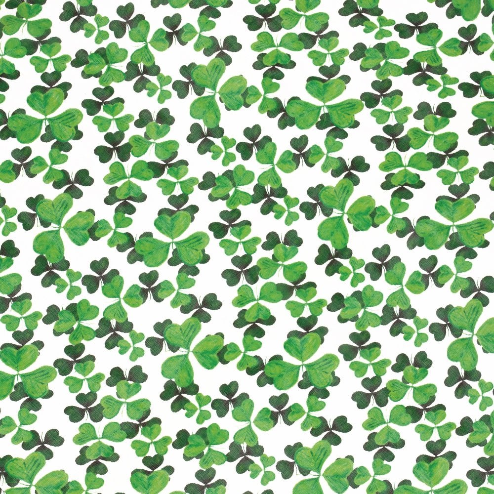 Irish Shamrock Green and White Multi Coloured Pure Silk Scarf