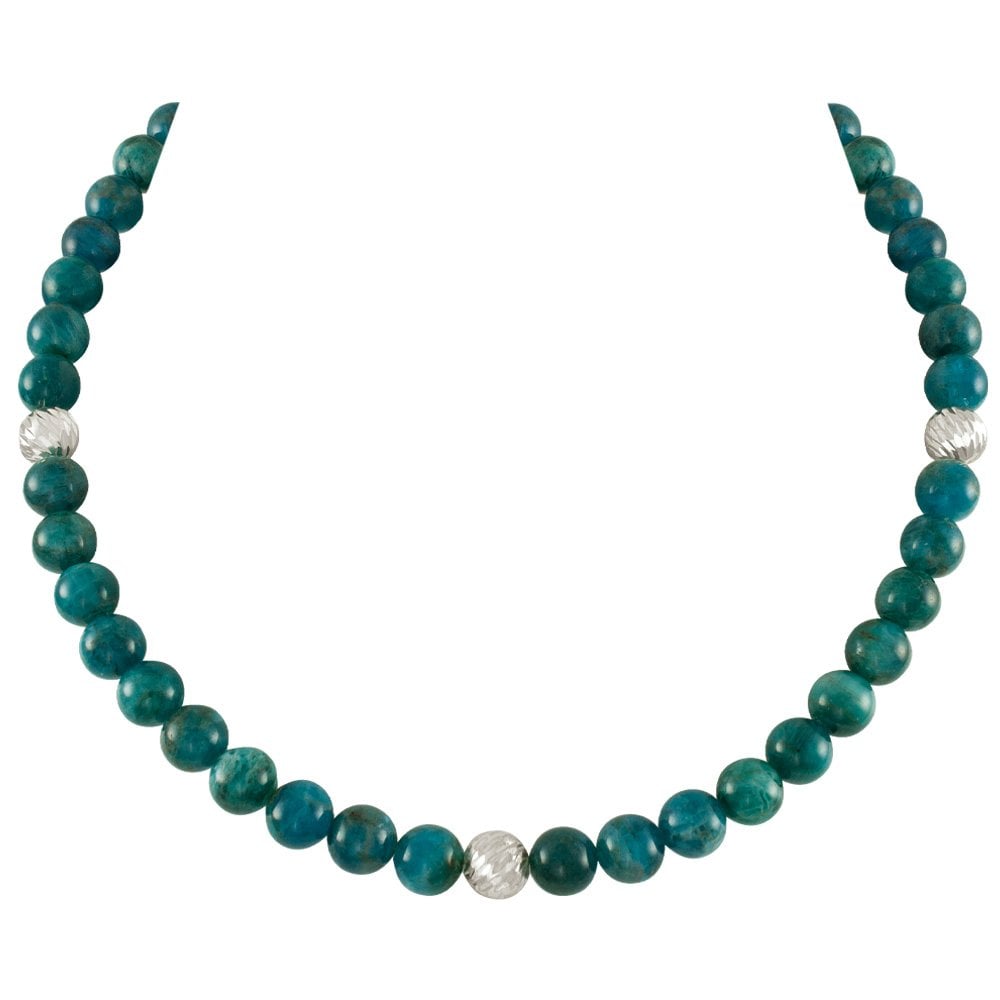 Debutante Apatite Semi Precious Beaded Silver Tone Necklace
