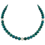 Debutante Apatite Semi Precious Beaded Silver Tone Necklace