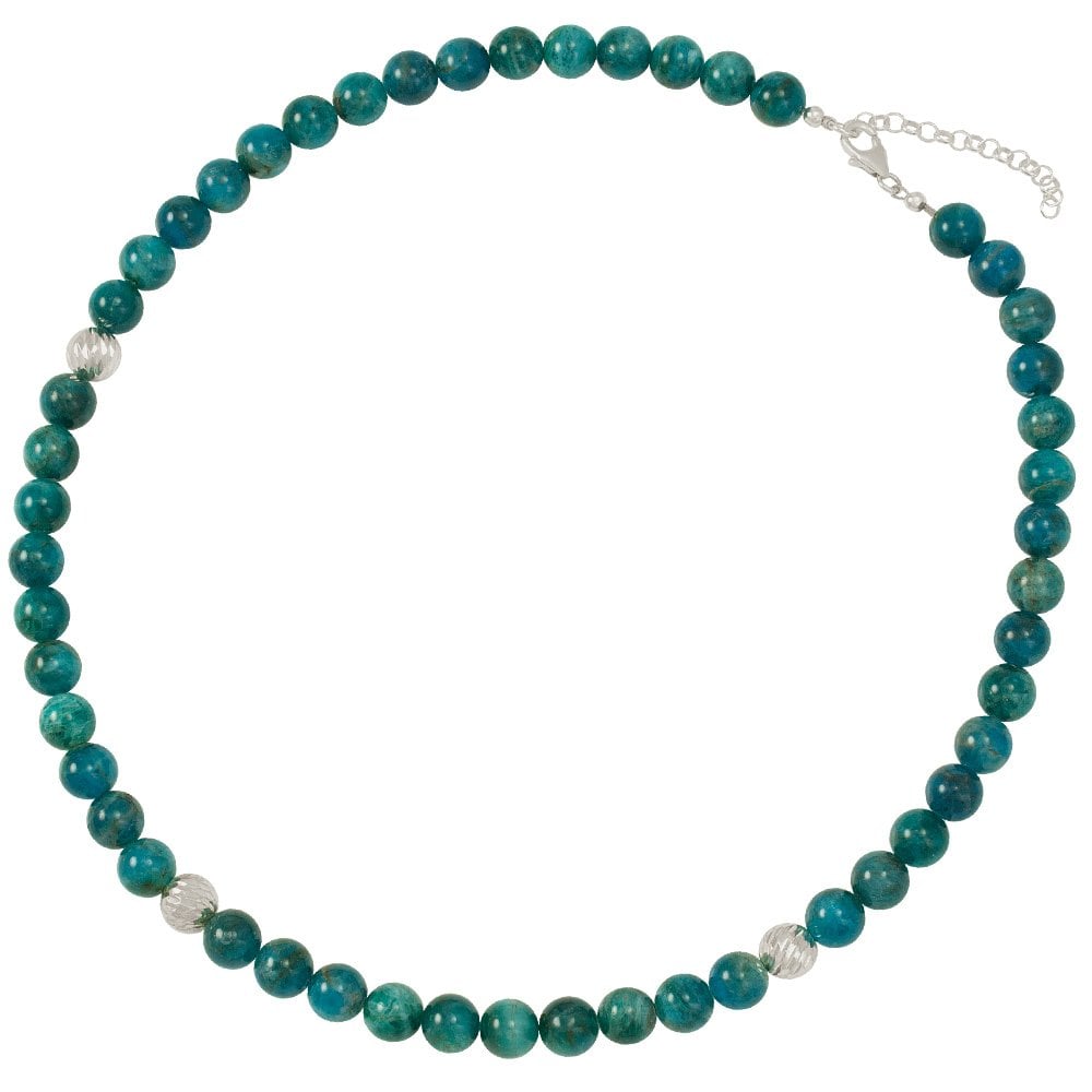 Debutante Apatite Semi Precious Beaded Silver Tone Necklace