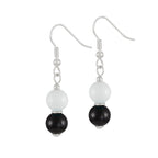 Finale White/Black Mountain Jade Silver Tone Drop Pierced Earrings