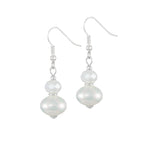 Highgrove White Shell Pearl and Crystal Silver Tone Drop Pierced Earrings