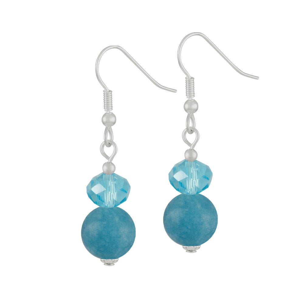 Captivation Turquoise Silver Tone Drop Pierced Earrings