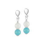 Finale Turquoise/White Mountain Jade Silver Tone Drop Clip On Earrings