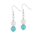 Finale Turquoise/White Mountain Jade Silver Tone Drop Pierced Earrings