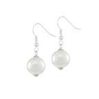 Duchy White Shell Pearl Silver Tone Drop Pierced Earrings