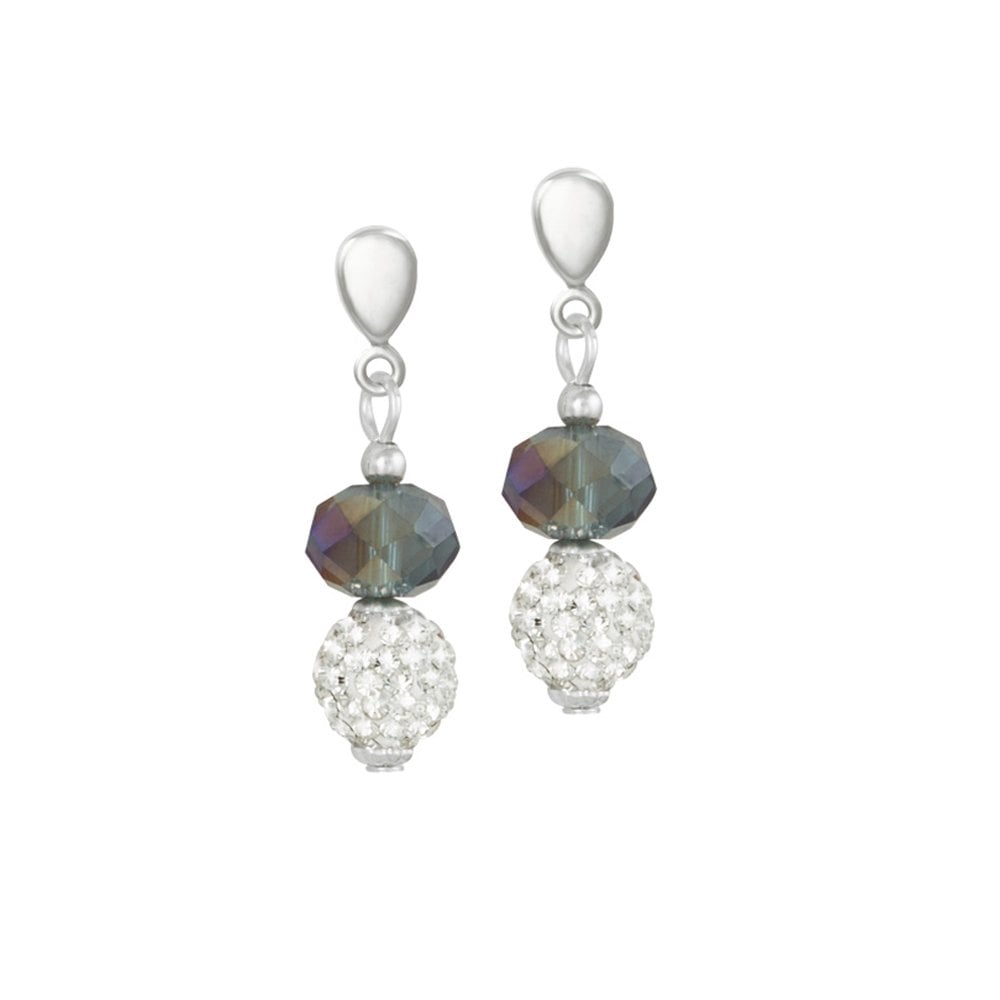 Majestic Dark Silver Crystal Drop Clip On Earrings