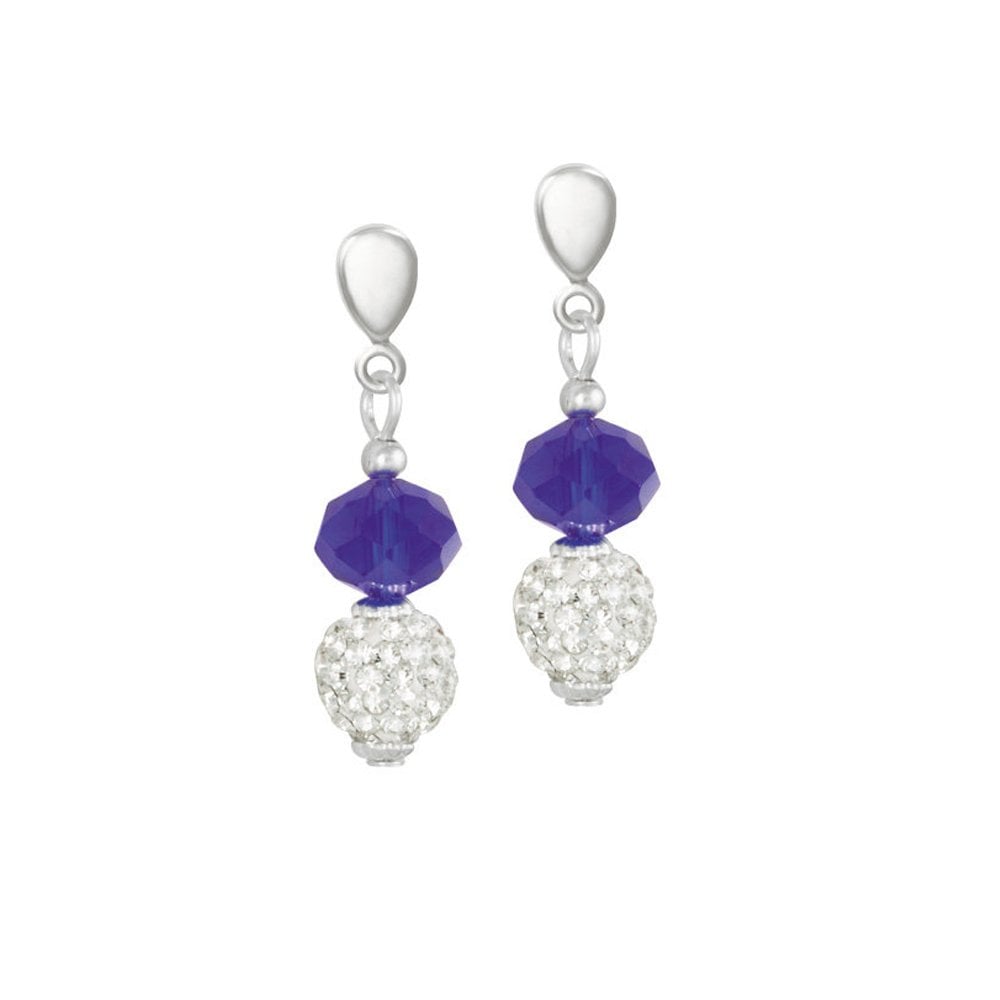 Majestic Royal Blue Crystal Drop Clip On Earrings