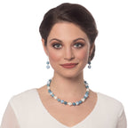 Meadow Aqua Floral Silver Tone Drop Clip On Earrings