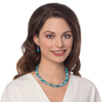 Carnival Turquoise Czech Glass Crackle Bead Silver Tone Drop Clip On Earrings