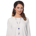 Chiara Sapphire Blue Murano Glass Silver Tone Drop Clip On Earrings