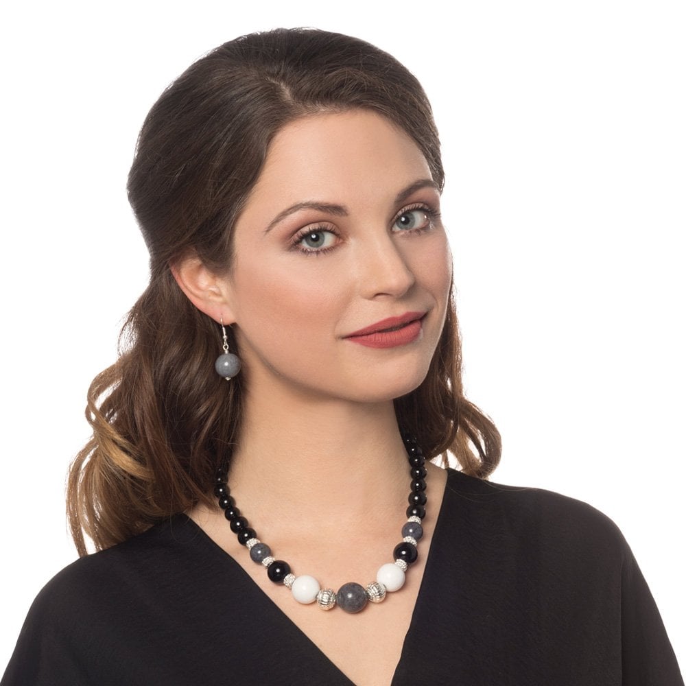 Brazen Grey Mountain Jade Silver Tone Drop Clip On Earrings