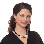 Brazen Red Mountain Jade Silver Tone Drop Clip On Earrings