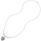 Beloved Paua Shell and Crystal Heart Silver Tone Necklace
